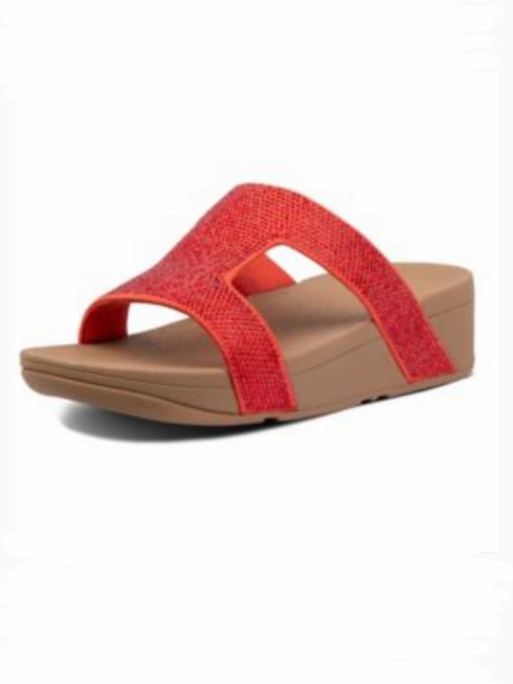 Fitflop Women's Coral-Red Dual Band Slide Sandal Sz 8